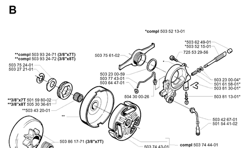 Chain Brake Diagram and Parts List for 365 19994500001-20020100000 Husqvarna Chainsaw
