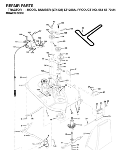 Mower Deck / Cutting Deck Diagram and Parts List for LT1238-LT1238A 2000-10 Husqvarna Lawn Tractor