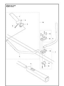 Handle Diagram and Parts List for 243R 20121000001-Current Husqvarna Brush Cutter