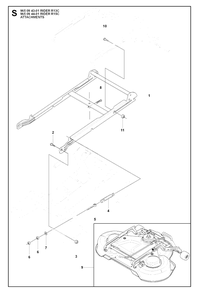 Attachments Diagram and Parts List for R13C (965094301)(2007-01) Husqvarna Lawn Tractor