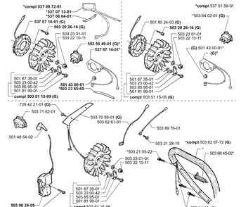 Ignition / Flywheel Diagram and Parts List for 362EPA 1999-11 Husqvarna Chainsaw