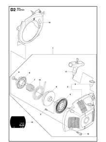 Starter Diagram and Parts List for 450E  Husqvarna Chainsaw