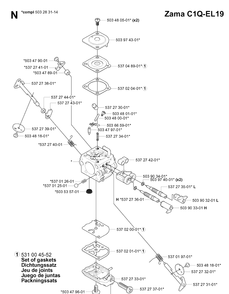 Carburetor Details Diagram and Parts List for 338XPT 20031800001-20034400000 Husqvarna Chainsaw
