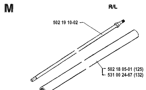 Shaft 2 Diagram and Parts List for 132R 19920100001-19931400000 Husqvarna Brush Cutter