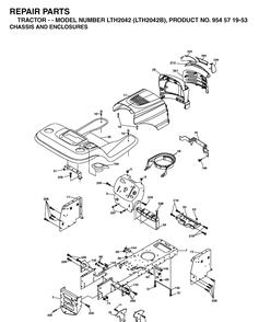 Chassis And Enclosures Diagram and Parts List for LTH2042-LTH2042B 2004-01 Husqvarna Lawn Tractor
