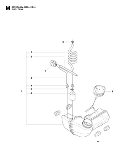 Fuel Tank Diagram and Parts List for 327HE4 (X-SERIES)(20091400001-20145299999) Husqvarna Hedge Trimmer