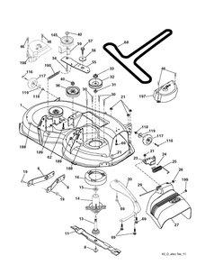Mower Deck / Cutting Deck Diagram and Parts List for YTH150 (96041002202)(2008-01) Husqvarna Lawn Tractor