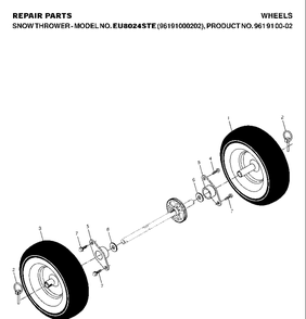 Wheels And Tires 2 Diagram and Parts List for 8024STE (EU8024STE)(2007-01) Husqvarna Snow Blower