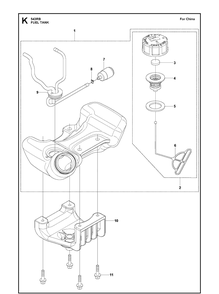 Fuel Tank Diagram and Parts List for 543RB  Husqvarna Brush Cutter