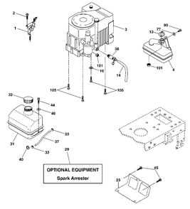 Engine Diagram and Parts List for LT1538 (954569776-C)(2002-12) Husqvarna Lawn Tractor