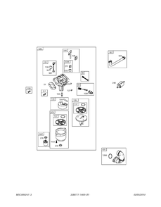 Carburetor Diagram and Parts List for 33M777-1400-B1  Husqvarna Engine