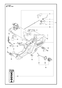 Fuel Tank Diagram and Parts List for 562XP-562XPG 562 XP W - 562 XP GW Husqvarna Chainsaw