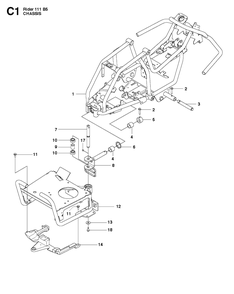 Chassis And Enclosures Diagram and Parts List for R111B5 (965996701)(2011-02) Husqvarna Lawn Mower