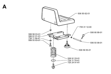 Seat Diagram and Parts List for R16H 1999-02 Husqvarna Lawn Tractor