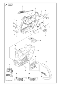 Chassis Diagram and Parts List for T542IXPG  Husqvarna Chainsaw