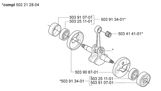 Crankshaft Diagram and Parts List for 232L 2007-01 Husqvarna Trimmer