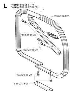 Handle 3 Diagram and Parts List for 385XP 20034000001-20051000000 Husqvarna Chainsaw