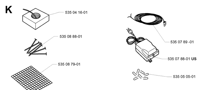 Installation Accessories 3 Diagram and Parts List for G1 1998-2003 Husqvarna Lawn Mower