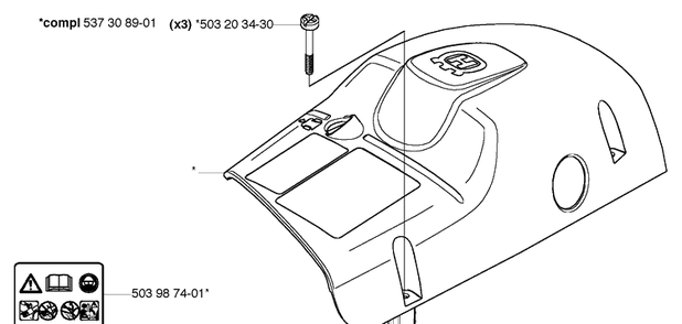 Top Cover Diagram and Parts List for 455E (Rancher)(2006-06) Husqvarna Chainsaw