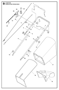 Handle Diagram and Parts List for L221FHE  Husqvarna Lawn Mower