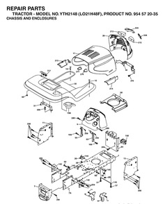 Chassis And Enclosures Diagram and Parts List for YTH2148-LO21H48F 2004-03 Husqvarna Lawn Tractor