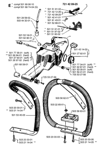 Fuel Tank And Handle Diagram and Parts List for 266  Husqvarna Chainsaw
