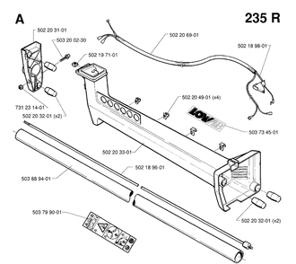 Shaft Diagram and Parts List for 235R 19970500001-19980100000 Husqvarna Brush Cutter