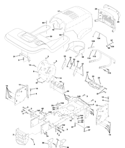 Chassis And Enclosures Diagram and Parts List for LTH130 (954140005D)(1998-02) Husqvarna Lawn Mower