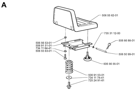 Seat Diagram and Parts List for R13BIO 1999-04 Husqvarna Lawn Tractor