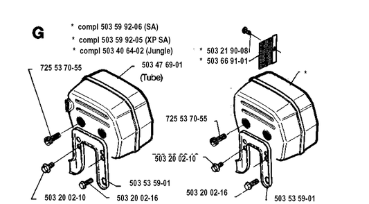 Muffler Diagram and Parts List for 272XP 19930100001-19970100000 Husqvarna Chainsaw