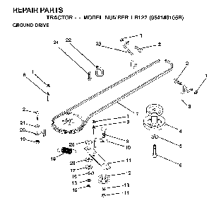 Drive Diagram and Parts List for LR122 (954140105B)(2000-01) Husqvarna Lawn Tractor