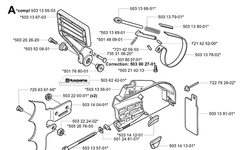 Chain Brake 2 Diagram and Parts List for 3120 20013500001-Current Husqvarna Chainsaw