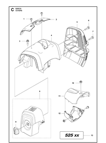 Cover Diagram and Parts List for 525ECS  Husqvarna Edger