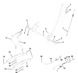 Mower Lift Diagram and Parts List for LTH130 (954140005B)(1997-12) Husqvarna Lawn Mower