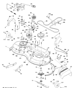 Mower Deck / Cutting Deck Diagram and Parts List for YTH21K46 (96043012000)(2010-11) Husqvarna Lawn Tractor