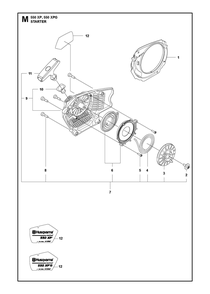 Starter Diagram and Parts List for 550XPG  Husqvarna Chainsaw