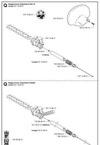 Attachments Diagram and Parts List for HA110 20040100001-20054000000 Husqvarna Hedge Trimmer
