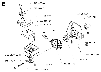 Carburetor And Air Filter Diagram and Parts List for 325RJ (X-SERIES)(20000100001) Husqvarna Brush Cutter