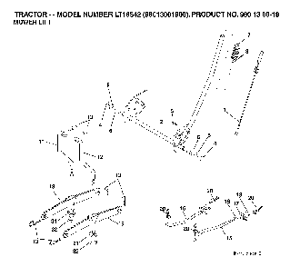 Mower Lift / Deck Lift Diagram and Parts List for LT16542 (96013001900)(2006-02) Husqvarna Lawn Tractor