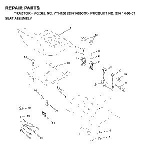Seat Diagram and Parts List for YTH150 (954140007F, 954140007)(1998-07) Husqvarna Lawn Tractor