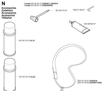 Accessories Diagram and Parts List for 326HE4 (X-SERIES)(20013500001-20033100000) Husqvarna Hedge Trimmer