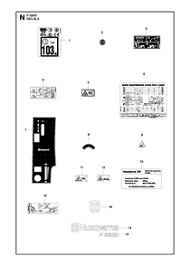 Decals Diagram and Parts List for P520D 20120100001 - 20143999999 Husqvarna Lawn Tractor