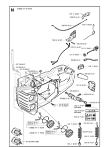 Fuel Tank Diagram and Parts List for 336 20051000001-20063600000 Husqvarna Chainsaw