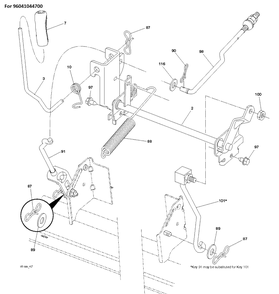 Mower Lift / Deck Lift Diagram and Parts List for TS242 (96041041400)(2017-09) Husqvarna Lawn Tractor