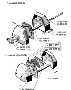 Muffler Diagram and Parts List for 250RX 1989-08 Husqvarna Brush Cutter