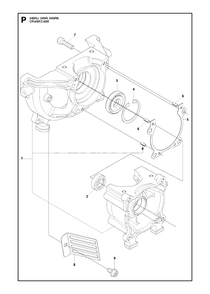 Crankcase Diagram and Parts List for 243RJ 20182200001 & Above Husqvarna Trimmer