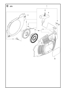 Starter Diagram and Parts List for 570 (570 EPA)(20090100001-Current) Husqvarna Chainsaw