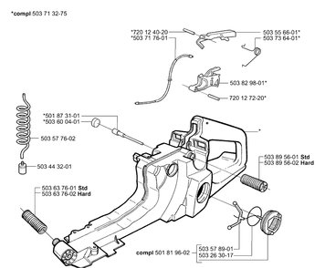 Fuel Tank/Rear Handle Diagram and Parts List for 365EPA 2002-01 Husqvarna Chainsaw