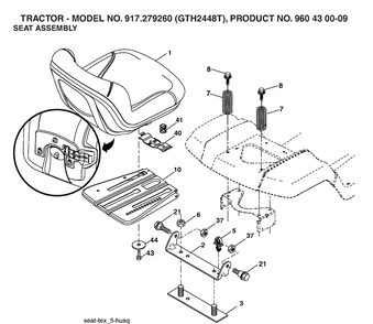 Seat Diagram and Parts List for GTH2448T (917279260)(2006-02) Husqvarna Lawn Tractor