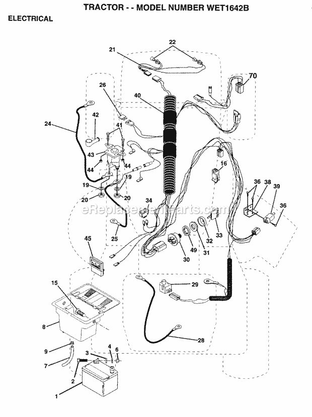 Electrical Diagram and Parts List for WET1642B 1996 Husqvarna Lawn Tractor